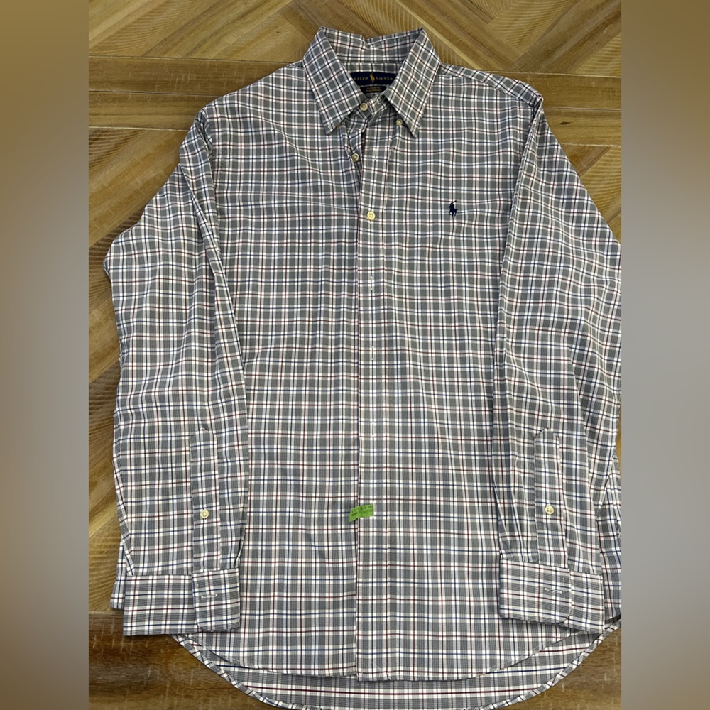 Ralph Lauren Men's green, maroon, White Plaid Shirt